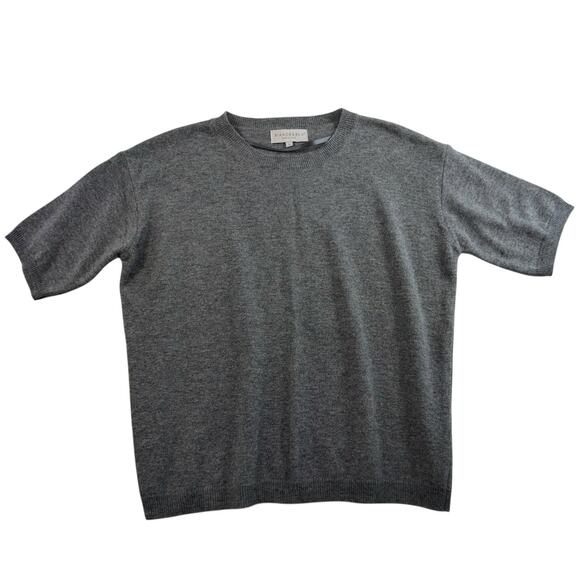 Bianco & Blu Sz M Sweater Wool Cashmere Silk Blend Short Sleeve Minimalist Italy - Picture 1 of 10